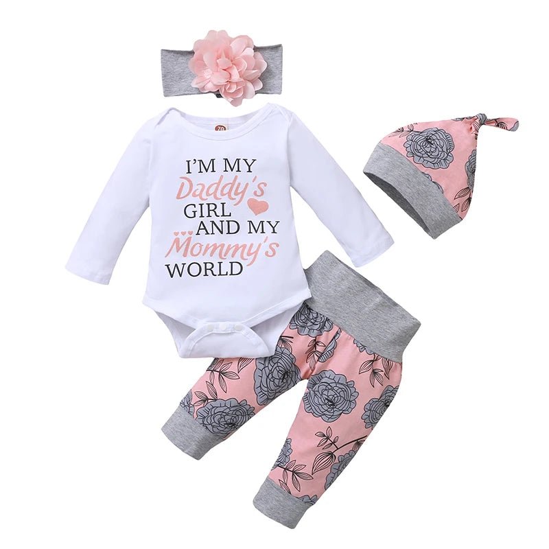 0-18 Months Newborn Baby Girl Clothing Long Sleeve Romper Rose Pant - Astra Wear astrawear.ca
