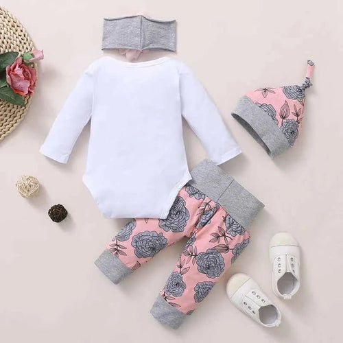 0-18 Months Newborn Baby Girl Clothing Long Sleeve Romper Rose Pant - Astra Wear astrawear.ca