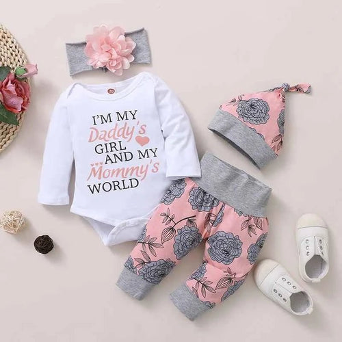 0-18 Months Newborn Baby Girl Clothing Long Sleeve Romper Rose Pant - Astra Wear astrawear.ca