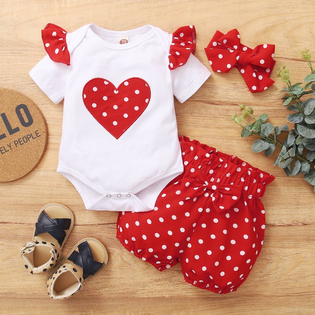 0-18 Months Newborn Baby Girl Cute Polka Dot Summer Outfit Set Short - Astra Wear astrawear.ca