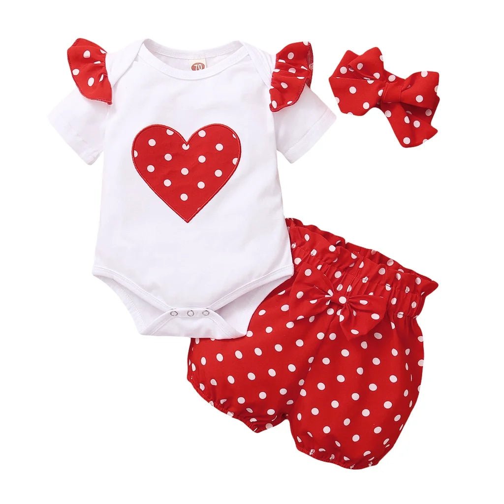 0-18 Months Newborn Baby Girl Cute Polka Dot Summer Outfit Set Short - Astra Wear astrawear.ca