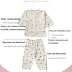 0-3 Month Baby Clothes Newborn Cartoon Home Underwear Cotton Button Baby Clothes Girls Boys Long Sleeve Top + Long Pants - Astra Wear astrawear.ca