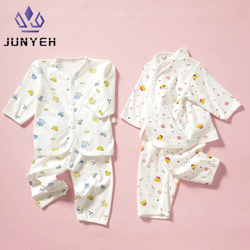 0-3 Month Baby Clothes Newborn Cartoon Home Underwear Cotton Button Baby Clothes Girls Boys Long Sleeve Top + Long Pants - Astra Wear astrawear.ca