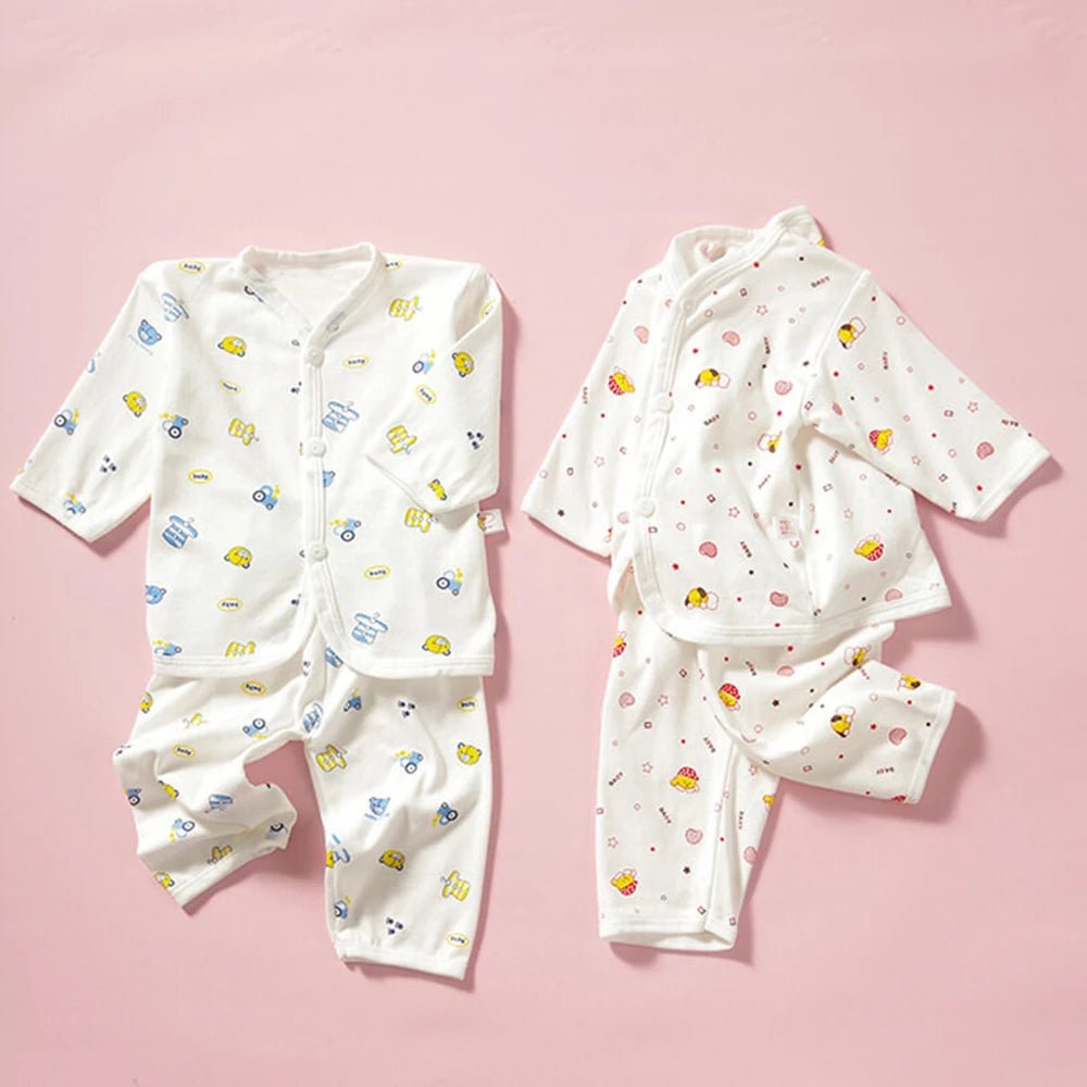 0-3 Month Baby Clothes Newborn Cartoon Home Underwear Cotton Button Baby Clothes Girls Boys Long Sleeve Top + Long Pants - Astra Wear astrawear.ca