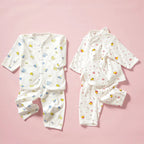 0-3 Month Baby Clothes Newborn Cartoon Home Underwear Cotton Button Baby Clothes Girls Boys Long Sleeve Top + Long Pants - Astra Wear astrawear.ca