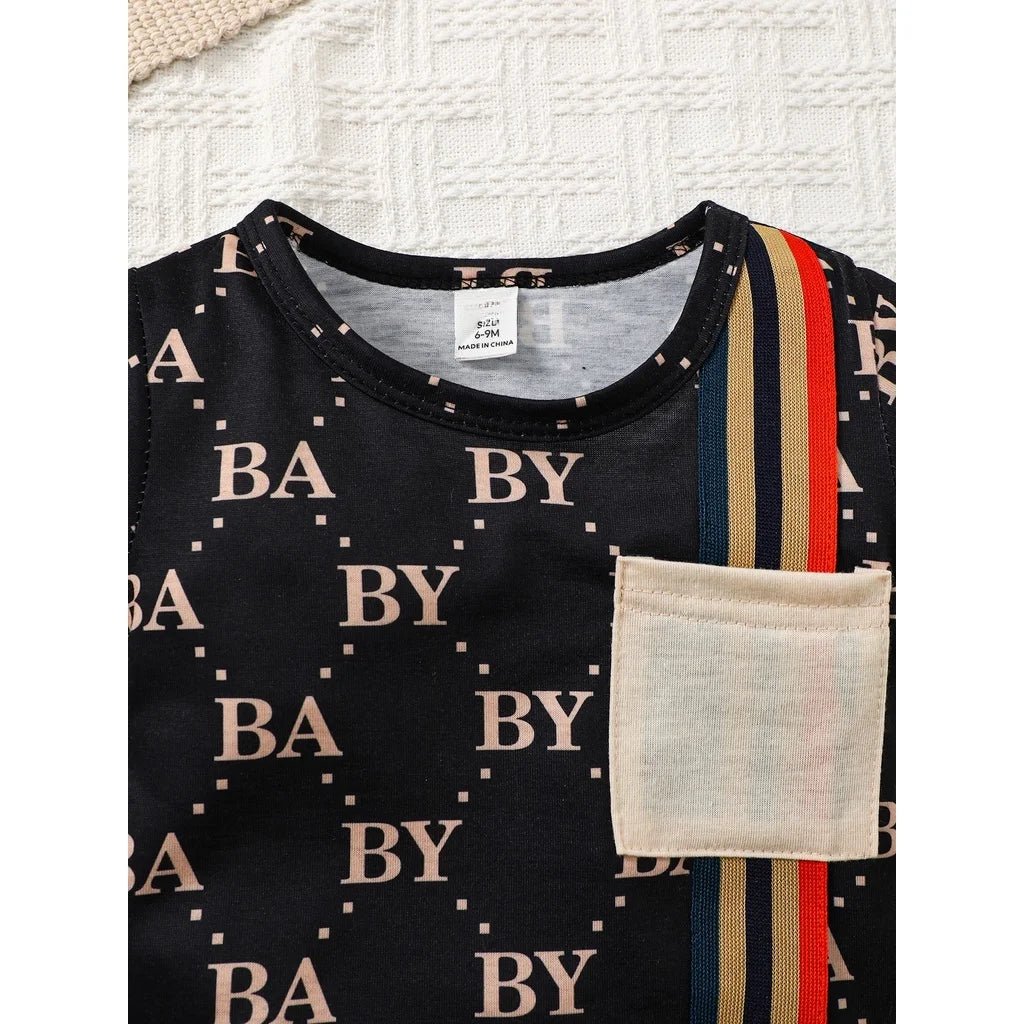 0-3 Years Toddler Baby Boy 2pcs Clothing Set T-shirt Letter Short Sleeve Top with Shorts Light Luxury Style Photograph Outfit - Astra Wear astrawear.ca