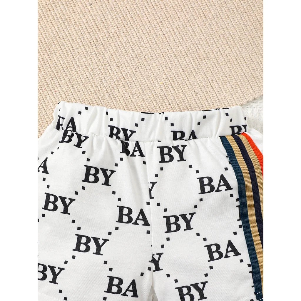 0-3 Years Toddler Baby Boy 2pcs Clothing Set T-shirt Letter Short Sleeve Top with Shorts Light Luxury Style Photograph Outfit - Astra Wear astrawear.ca