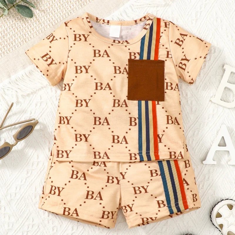 0-3 Years Toddler Baby Boy 2pcs Clothing Set T-shirt Letter Short Sleeve Top with Shorts Light Luxury Style Photograph Outfit - Astra Wear astrawear.ca