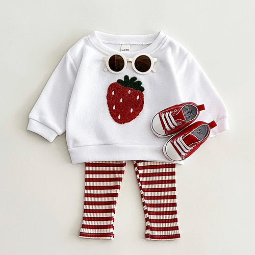 0-3Y Baby Girl Clothing Toddler Boys Sets Infant Suit Long Sleeved Pullover Shirt Cotton Newborn Baby Clothes Fruit Embroidery - Astra Wear astrawear.ca