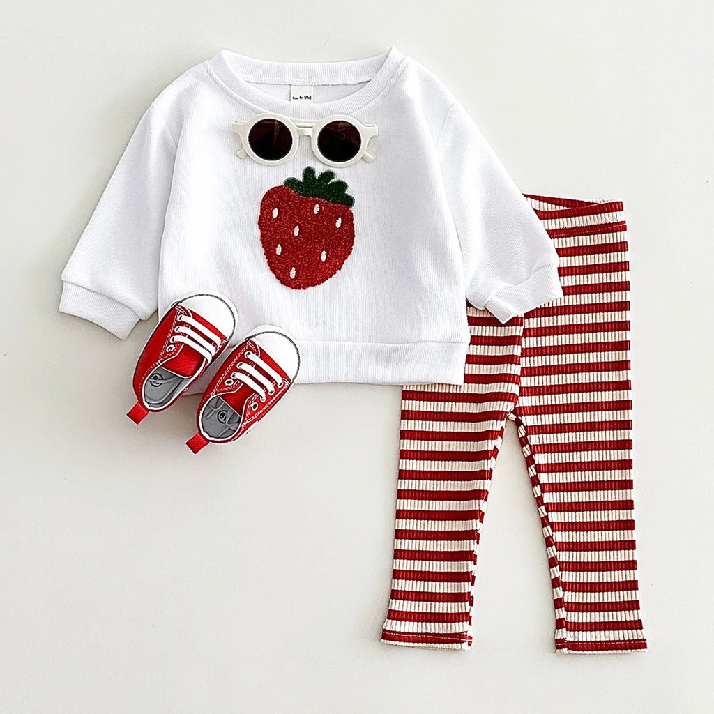 0-3Y Baby Girl Clothing Toddler Boys Sets Infant Suit Long Sleeved Pullover Shirt Cotton Newborn Baby Clothes Fruit Embroidery - Astra Wear astrawear.ca