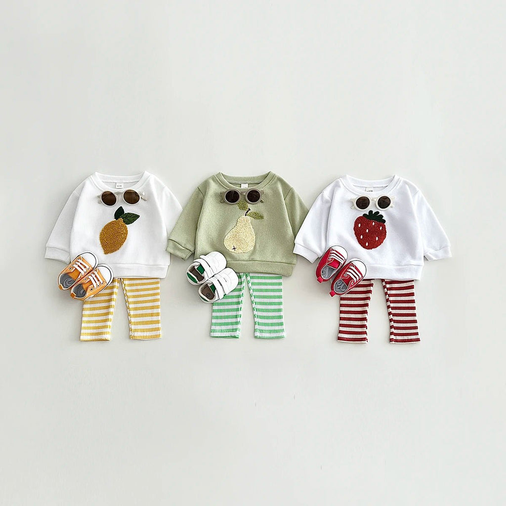 0-3Y Baby Girl Clothing Toddler Boys Sets Infant Suit Long Sleeved Pullover Shirt Cotton Newborn Baby Clothes Fruit Embroidery - Astra Wear astrawear.ca