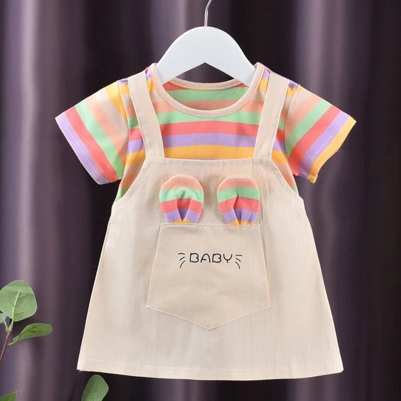 0-4Y Baby Girl Dress Cute A-Line Princess Costume Casual Striped Cotton Children Clothing Infant Outfit Vestidos Kid Girl A1158 - Astra Wear astrawear.ca