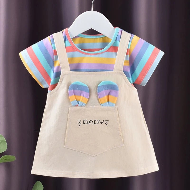 0-4Y Baby Girl Dress Cute A-Line Princess Costume Casual Striped Cotton Children Clothing Infant Outfit Vestidos Kid Girl A1158 - Astra Wear astrawear.ca