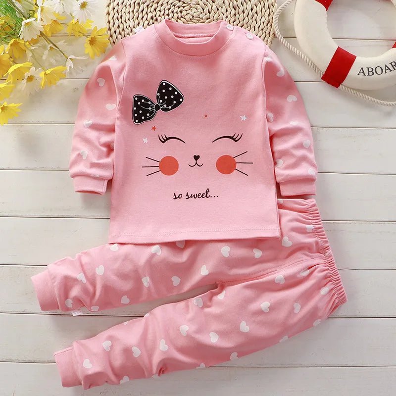 0-5-Year-Old Baby Clothing Pure Cotton Long Sleeved Boys' Home Clothing Pure Cotton Girl Baby T-Shirt Long Pants Pajama Set - Astra Wear astrawear.ca
