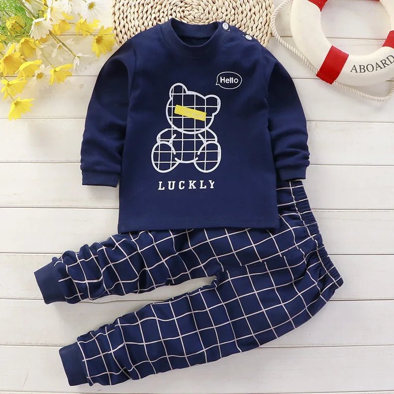 0-5-Year-Old Baby Clothing Pure Cotton Long Sleeved Boys' Home Clothing Pure Cotton Girl Baby T-Shirt Long Pants Pajama Set - Astra Wear astrawear.ca