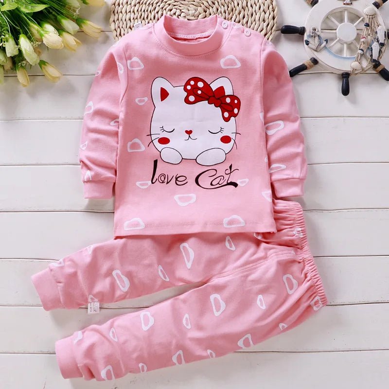 0-5-Year-Old Baby Clothing Pure Cotton Long Sleeved Boys' Home Clothing Pure Cotton Girl Baby T-Shirt Long Pants Pajama Set - Astra Wear astrawear.ca