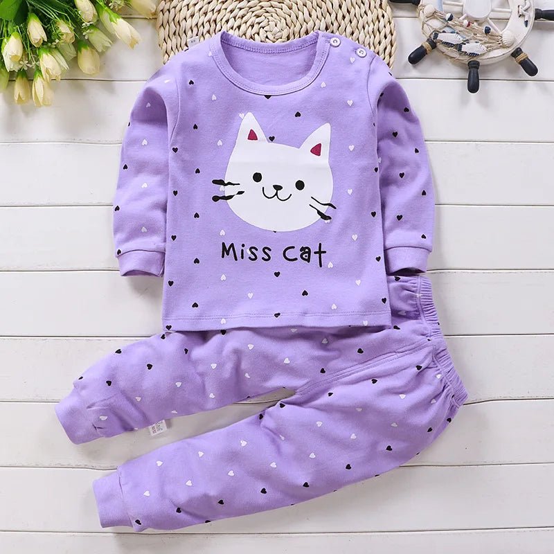 0-5-Year-Old Baby Clothing Pure Cotton Long Sleeved Boys' Home Clothing Pure Cotton Girl Baby T-Shirt Long Pants Pajama Set - Astra Wear astrawear.ca