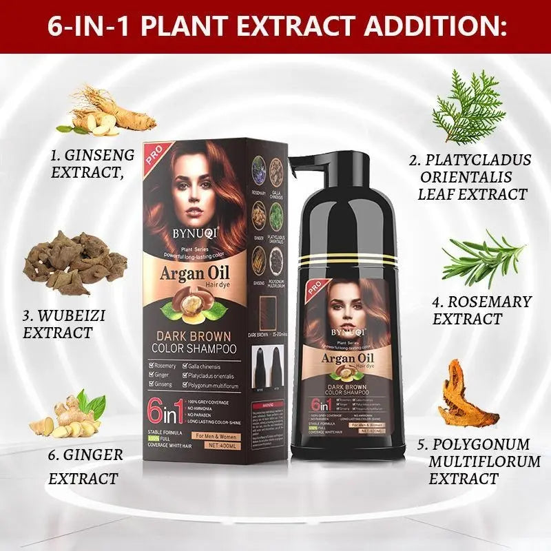 1 Box 6-In-1 Hair Dye Shampoo, Haircare, Plant-Based Hair Color, Bubble Wash No Scalp Staining, Portable Natural Hair Dye, Hair Care & Styling Products