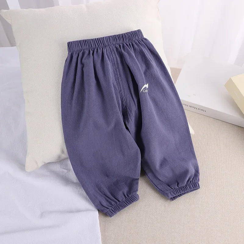 1 2 3 4 5 Years New Children's Anti-mosquito Pants Summer Baby Air Conditioning Bloomers Boys and Girls Cotton and Linen Pants - Astra Wear astrawear.ca