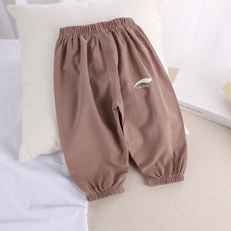 1 2 3 4 5 Years New Children's Anti-mosquito Pants Summer Baby Air Conditioning Bloomers Boys and Girls Cotton and Linen Pants - Astra Wear astrawear.ca