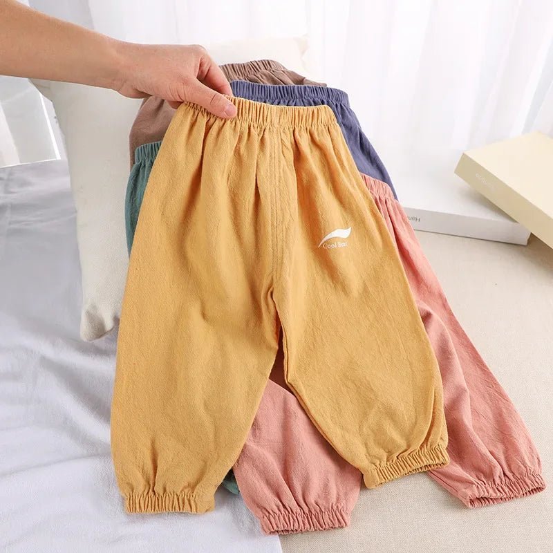 1 2 3 4 5 Years New Children's Anti-mosquito Pants Summer Baby Air Conditioning Bloomers Boys and Girls Cotton and Linen Pants - Astra Wear astrawear.ca
