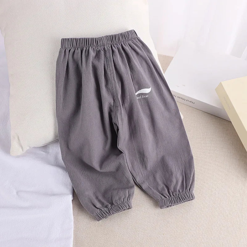 1 2 3 4 5 Years New Children's Anti-mosquito Pants Summer Baby Air Conditioning Bloomers Boys and Girls Cotton and Linen Pants - Astra Wear astrawear.ca