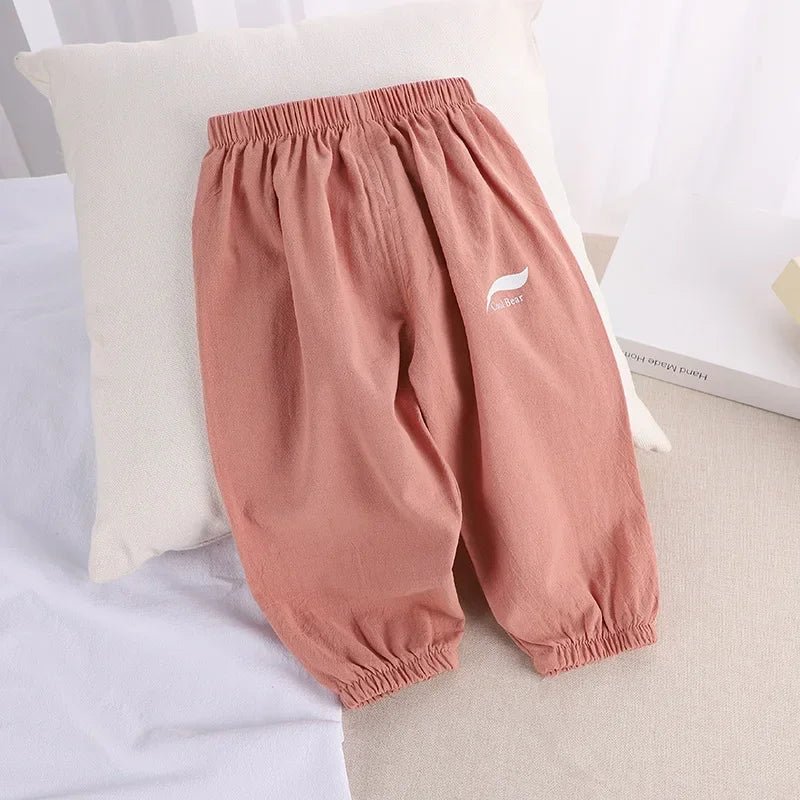 1 2 3 4 5 Years New Children's Anti-mosquito Pants Summer Baby Air Conditioning Bloomers Boys and Girls Cotton and Linen Pants - Astra Wear astrawear.ca