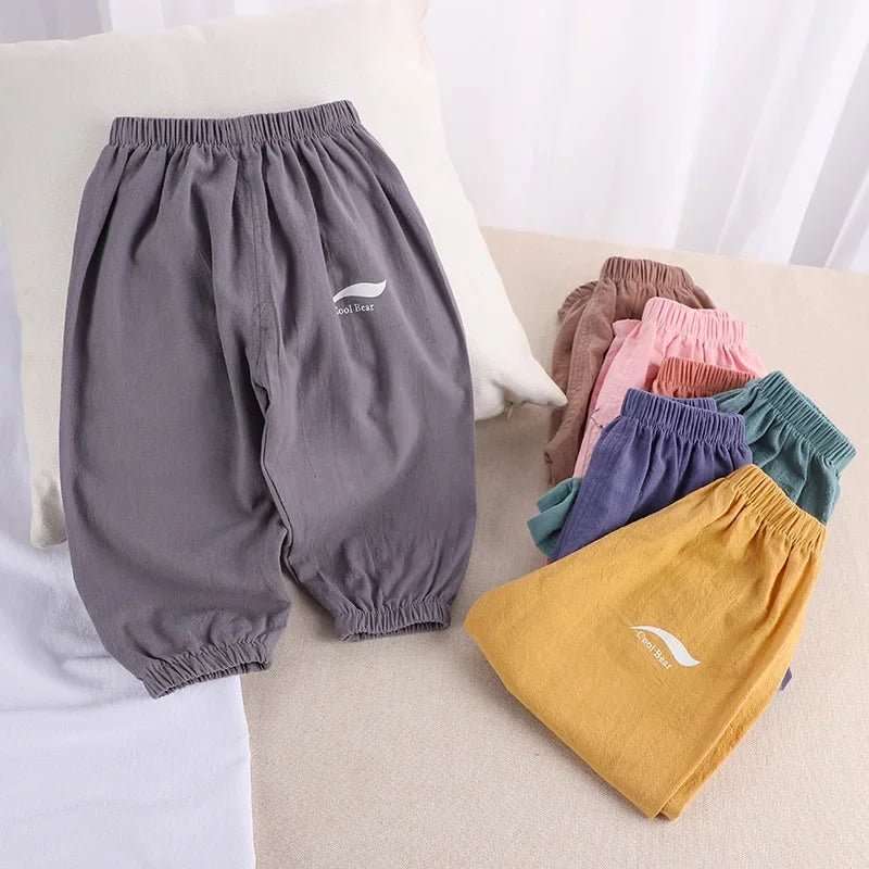1 2 3 4 5 Years New Children's Anti-mosquito Pants Summer Baby Air Conditioning Bloomers Boys and Girls Cotton and Linen Pants - Astra Wear astrawear.ca