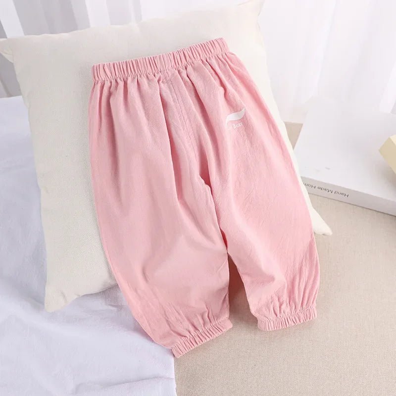 1 2 3 4 5 Years New Children's Anti-mosquito Pants Summer Baby Air Conditioning Bloomers Boys and Girls Cotton and Linen Pants - Astra Wear astrawear.ca