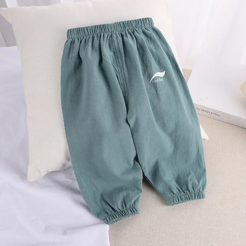 1 2 3 4 5 Years New Children's Anti-mosquito Pants Summer Baby Air Conditioning Bloomers Boys and Girls Cotton and Linen Pants - Astra Wear astrawear.ca