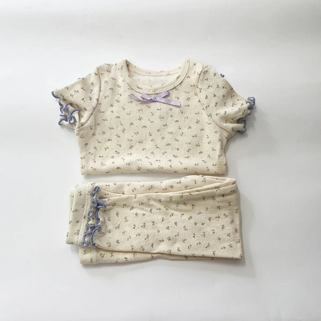 1-6T Toddler Kid Baby Girl Clothes Set Summer 100% Cotton Long Sleeve T Shirt Top Pant Suit Homewear Stretch 2pcs Pajamas Set - Astra Wear astrawear.ca