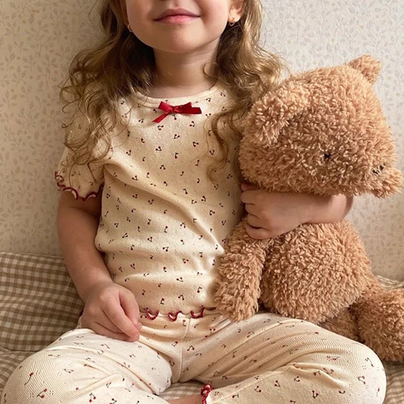 1-6T Toddler Kid Baby Girl Clothes Set Summer 100% Cotton Long Sleeve T Shirt Top Pant Suit Homewear Stretch 2pcs Pajamas Set - Astra Wear astrawear.ca