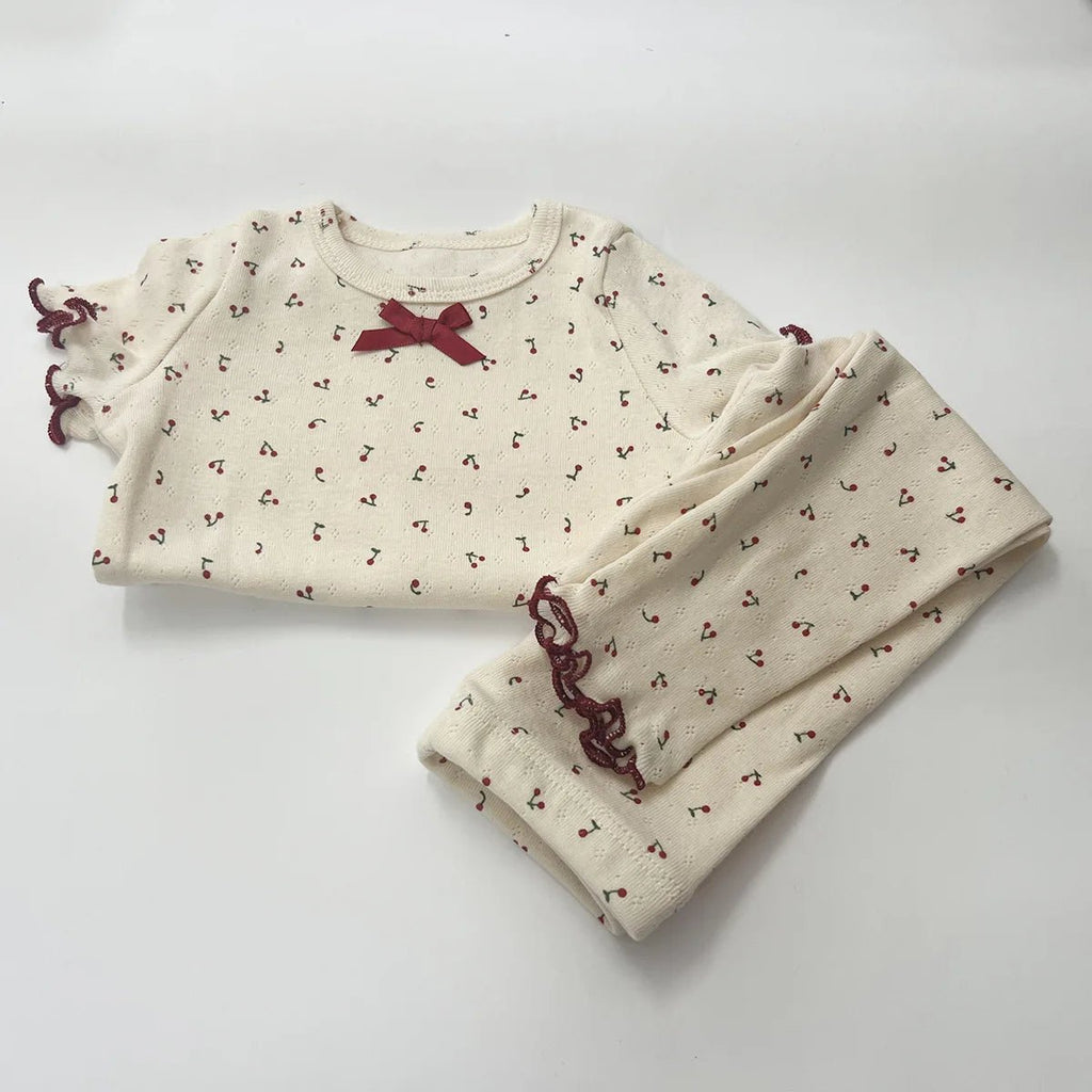 1-6T Toddler Kid Baby Girl Clothes Set Summer 100% Cotton Long Sleeve T Shirt Top Pant Suit Homewear Stretch 2pcs Pajamas Set - Astra Wear astrawear.ca