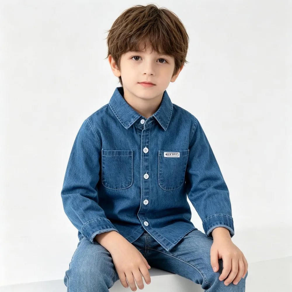 100% Cotton Boys Demin Shirt Kids Coat Toddlers 2 to 3 4 5 6 7 Years Dark Blue Boy Jean Jacket Spring Autumn Children's Clothing - Astra Wear astrawear.ca
