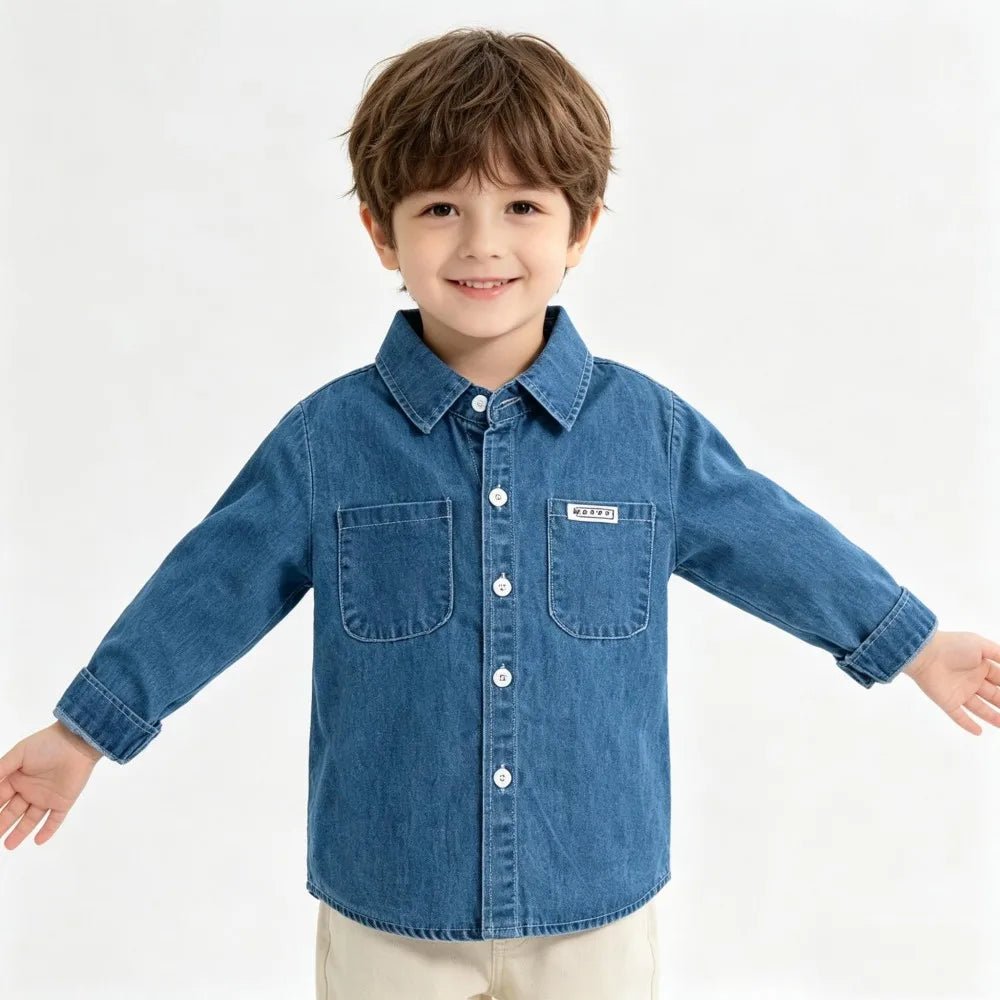 100% Cotton Boys Demin Shirt Kids Coat Toddlers 2 to 3 4 5 6 7 Years Dark Blue Boy Jean Jacket Spring Autumn Children's Clothing - Astra Wear astrawear.ca