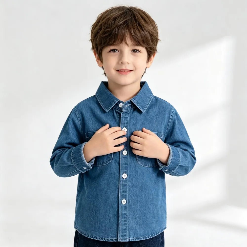 100% Cotton Boys Demin Shirt Kids Coat Toddlers 2 to 3 4 5 6 7 Years Dark Blue Boy Jean Jacket Spring Autumn Children's Clothing - Astra Wear astrawear.ca