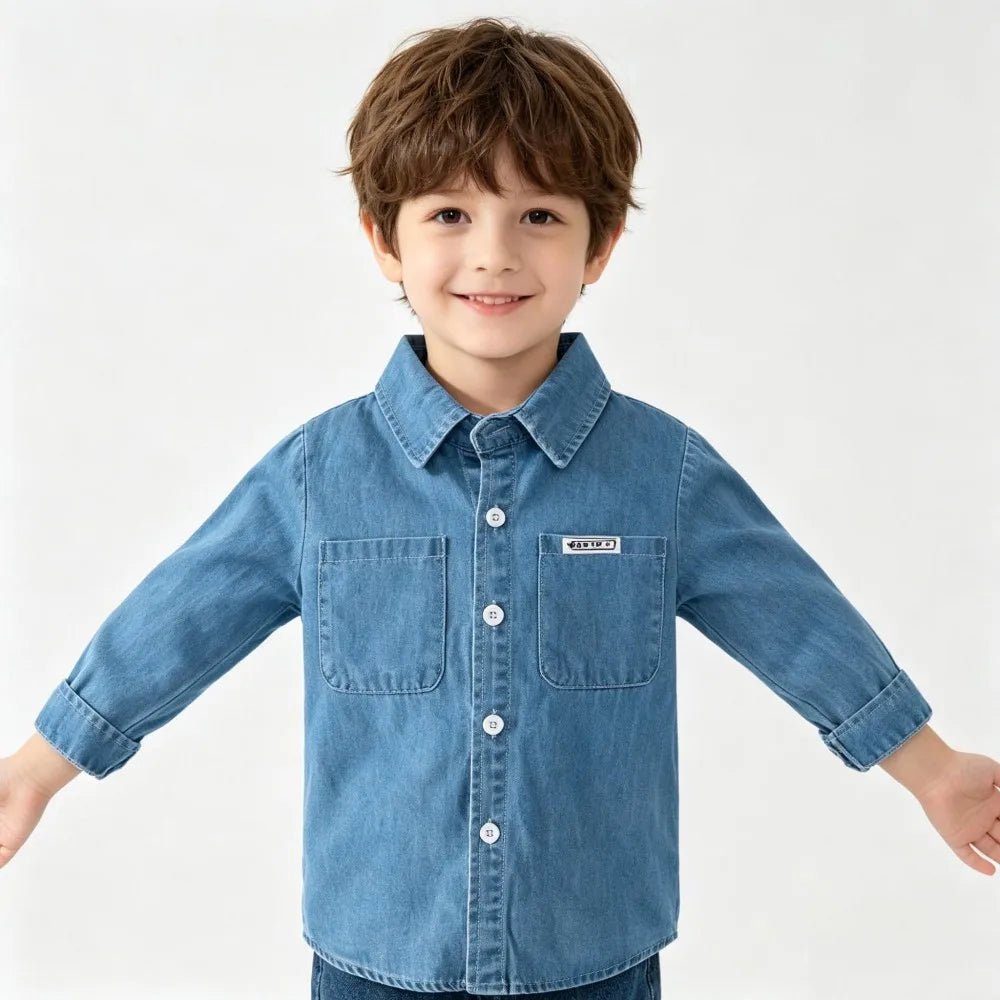 100% Cotton Boys Demin Shirt Kids Coat Toddlers 2 to 3 4 5 6 7 Years Dark Blue Boy Jean Jacket Spring Autumn Children's Clothing - Astra Wear astrawear.ca