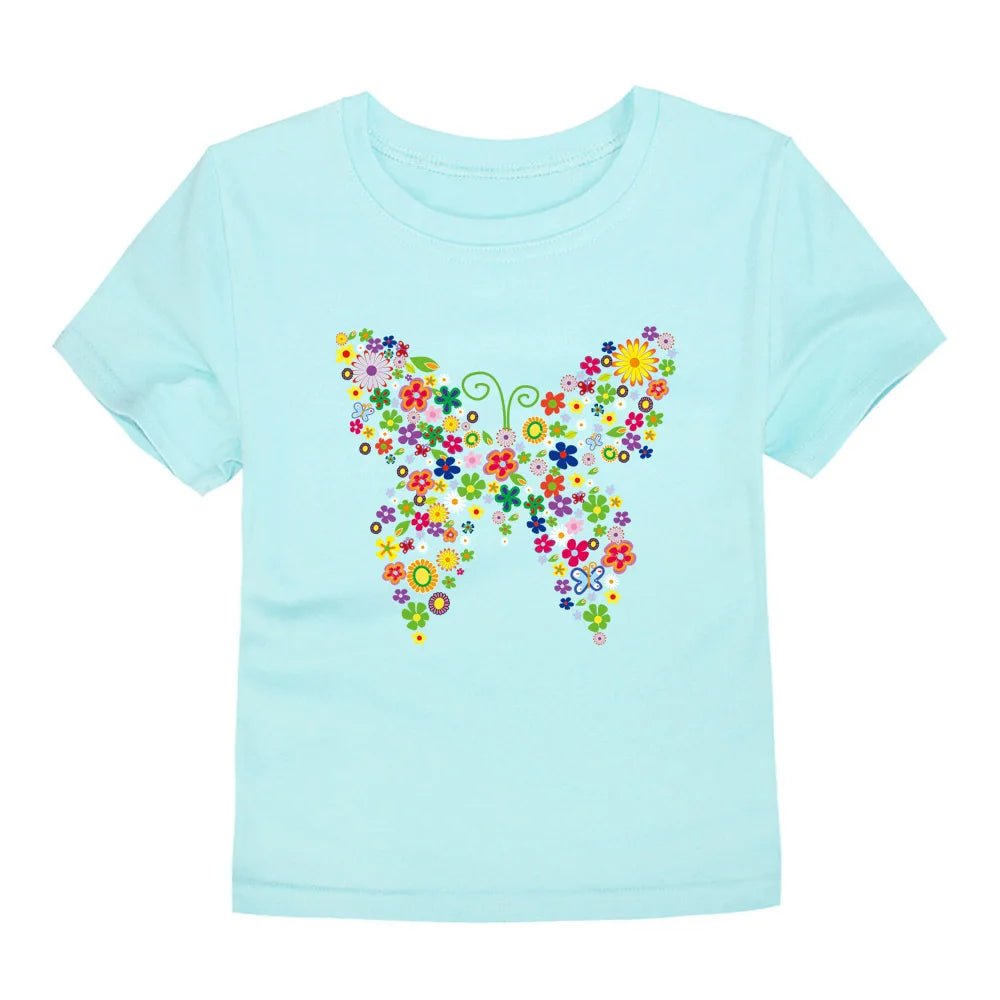100% Cotton Toddler Girl T Shirt 2 to 3 4 5 6 7 8 9 10 11 12 13 14 Years Pink White Tshirt Flower Print Teenage Girls Tee Shirts - Astra Wear astrawear.ca