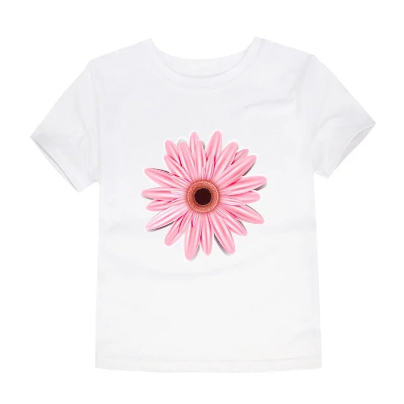 100% Cotton Toddler Girl T Shirt 2 to 3 4 5 6 7 8 9 10 11 12 13 14 Years Pink White Tshirt Flower Print Teenage Girls Tee Shirts - Astra Wear astrawear.ca
