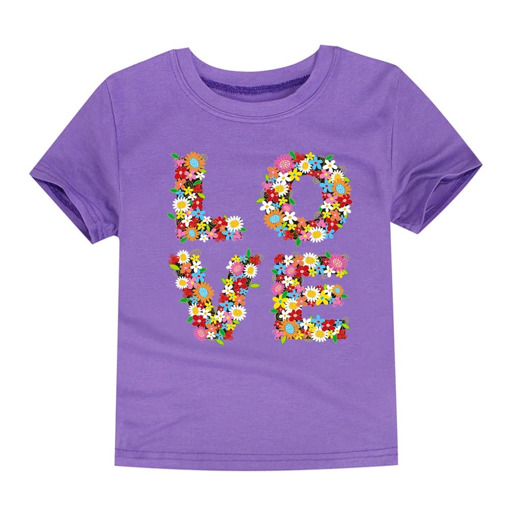 100% Cotton Toddler Girl T Shirt 2 to 3 4 5 6 7 8 9 10 11 12 13 14 Years Pink White Tshirt Flower Print Teenage Girls Tee Shirts - Astra Wear astrawear.ca