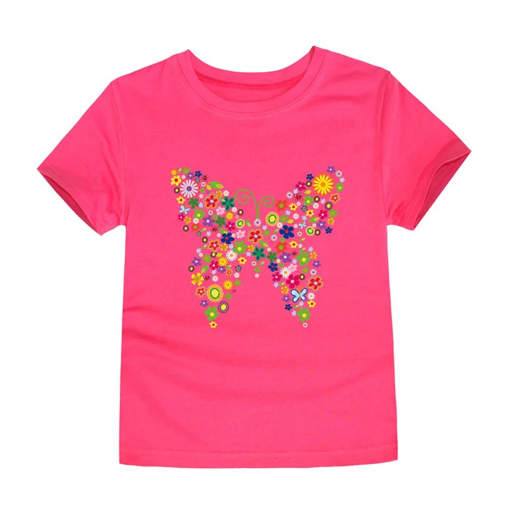 100% Cotton Toddler Girl T Shirt 2 to 3 4 5 6 7 8 9 10 11 12 13 14 Years Pink White Tshirt Flower Print Teenage Girls Tee Shirts - Astra Wear astrawear.ca