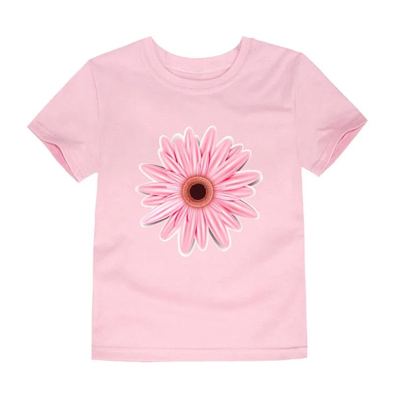 100% Cotton Toddler Girl T Shirt 2 to 3 4 5 6 7 8 9 10 11 12 13 14 Years Pink White Tshirt Flower Print Teenage Girls Tee Shirts - Astra Wear astrawear.ca