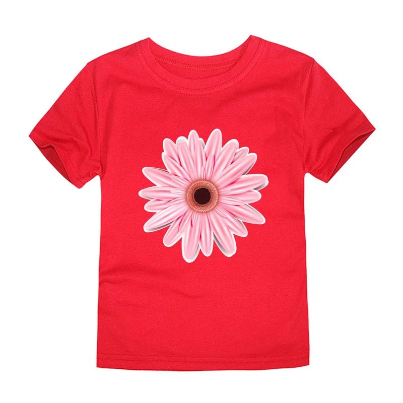 100% Cotton Toddler Girl T Shirt 2 to 3 4 5 6 7 8 9 10 11 12 13 14 Years Pink White Tshirt Flower Print Teenage Girls Tee Shirts - Astra Wear astrawear.ca