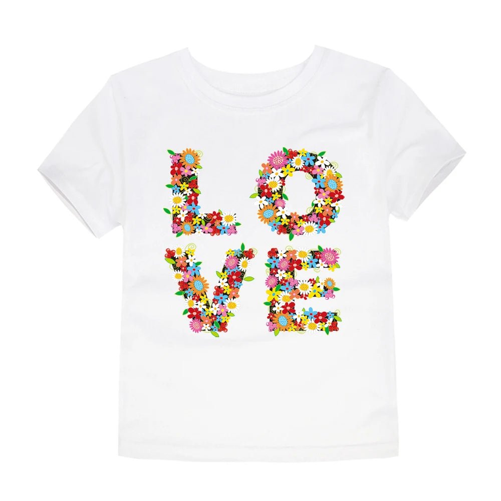 100% Cotton Toddler Girl T Shirt 2 to 3 4 5 6 7 8 9 10 11 12 13 14 Years Pink White Tshirt Flower Print Teenage Girls Tee Shirts - Astra Wear astrawear.ca