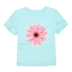 100% Cotton Toddler Girl T Shirt 2 to 3 4 5 6 7 8 9 10 11 12 13 14 Years Pink White Tshirt Flower Print Teenage Girls Tee Shirts - Astra Wear astrawear.ca