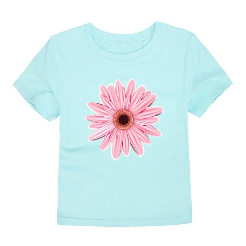 100% Cotton Toddler Girl T Shirt 2 to 3 4 5 6 7 8 9 10 11 12 13 14 Years Pink White Tshirt Flower Print Teenage Girls Tee Shirts - Astra Wear astrawear.ca