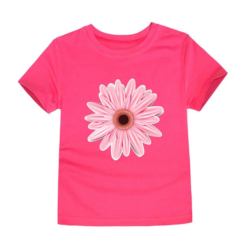100% Cotton Toddler Girl T Shirt 2 to 3 4 5 6 7 8 9 10 11 12 13 14 Years Pink White Tshirt Flower Print Teenage Girls Tee Shirts - Astra Wear astrawear.ca