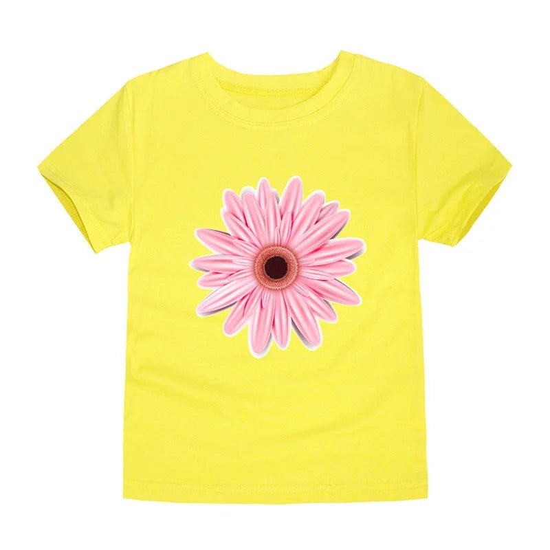 100% Cotton Toddler Girl T Shirt 2 to 3 4 5 6 7 8 9 10 11 12 13 14 Years Pink White Tshirt Flower Print Teenage Girls Tee Shirts - Astra Wear astrawear.ca