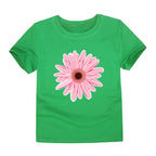 100% Cotton Toddler Girl T Shirt 2 to 3 4 5 6 7 8 9 10 11 12 13 14 Years Pink White Tshirt Flower Print Teenage Girls Tee Shirts - Astra Wear astrawear.ca