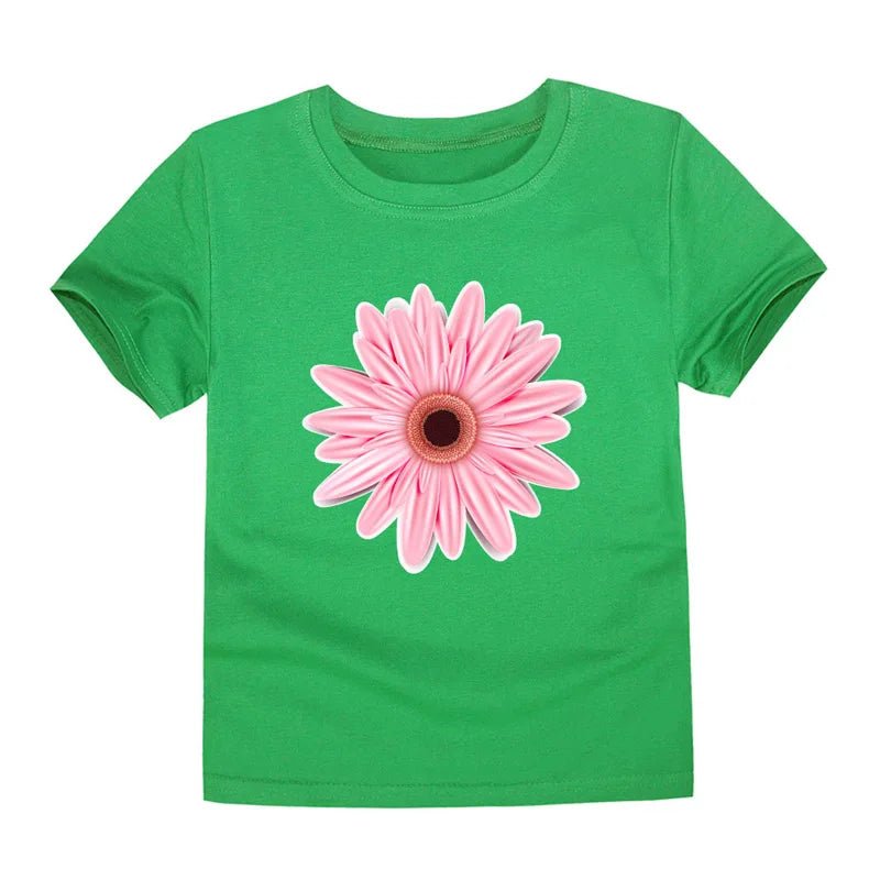 100% Cotton Toddler Girl T Shirt 2 to 3 4 5 6 7 8 9 10 11 12 13 14 Years Pink White Tshirt Flower Print Teenage Girls Tee Shirts - Astra Wear astrawear.ca